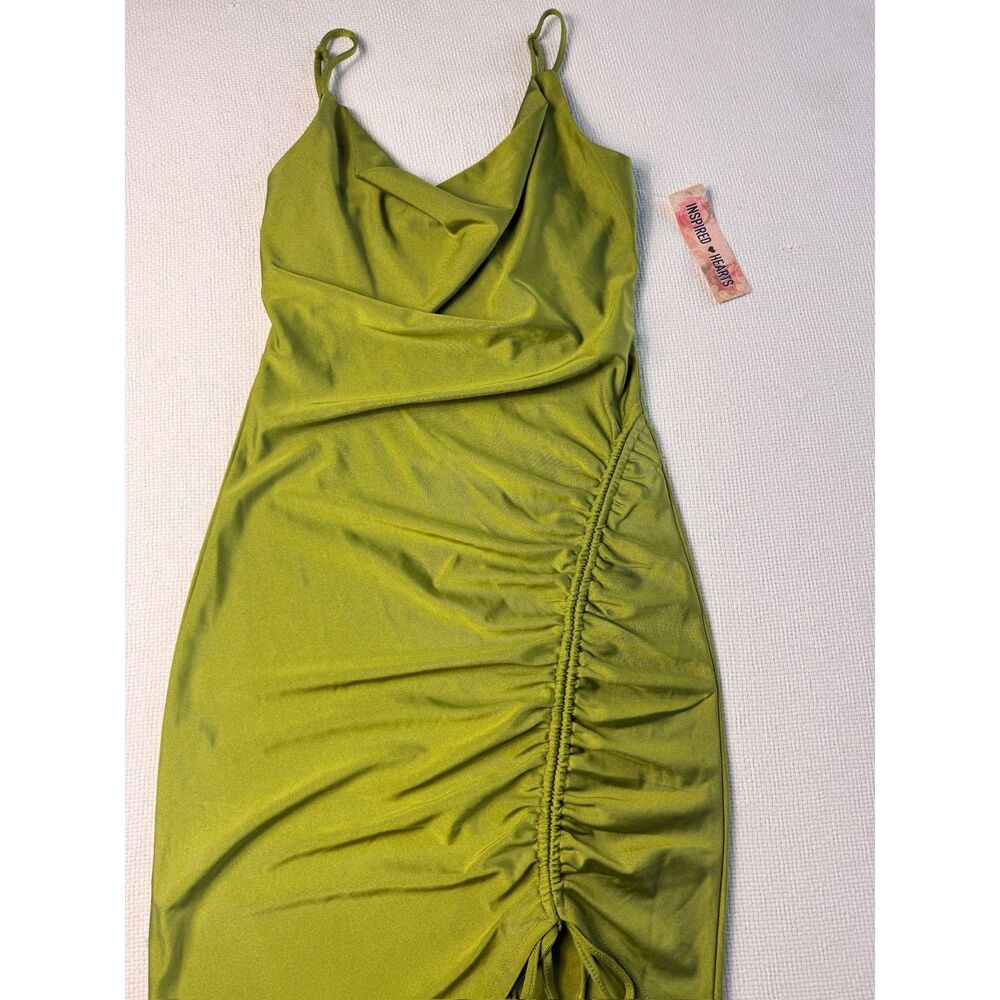 Inspired Hearts Olive Green Midi Dress Women's M NWT Y2K style